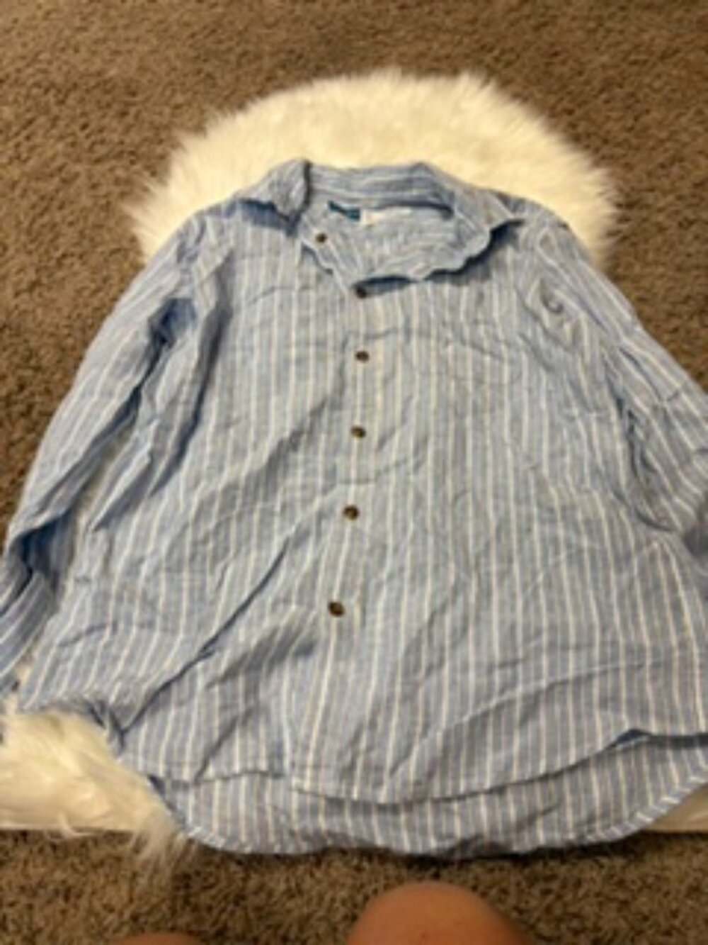 Old Navy Everyday Shirt Linen Blend Striped Sz S